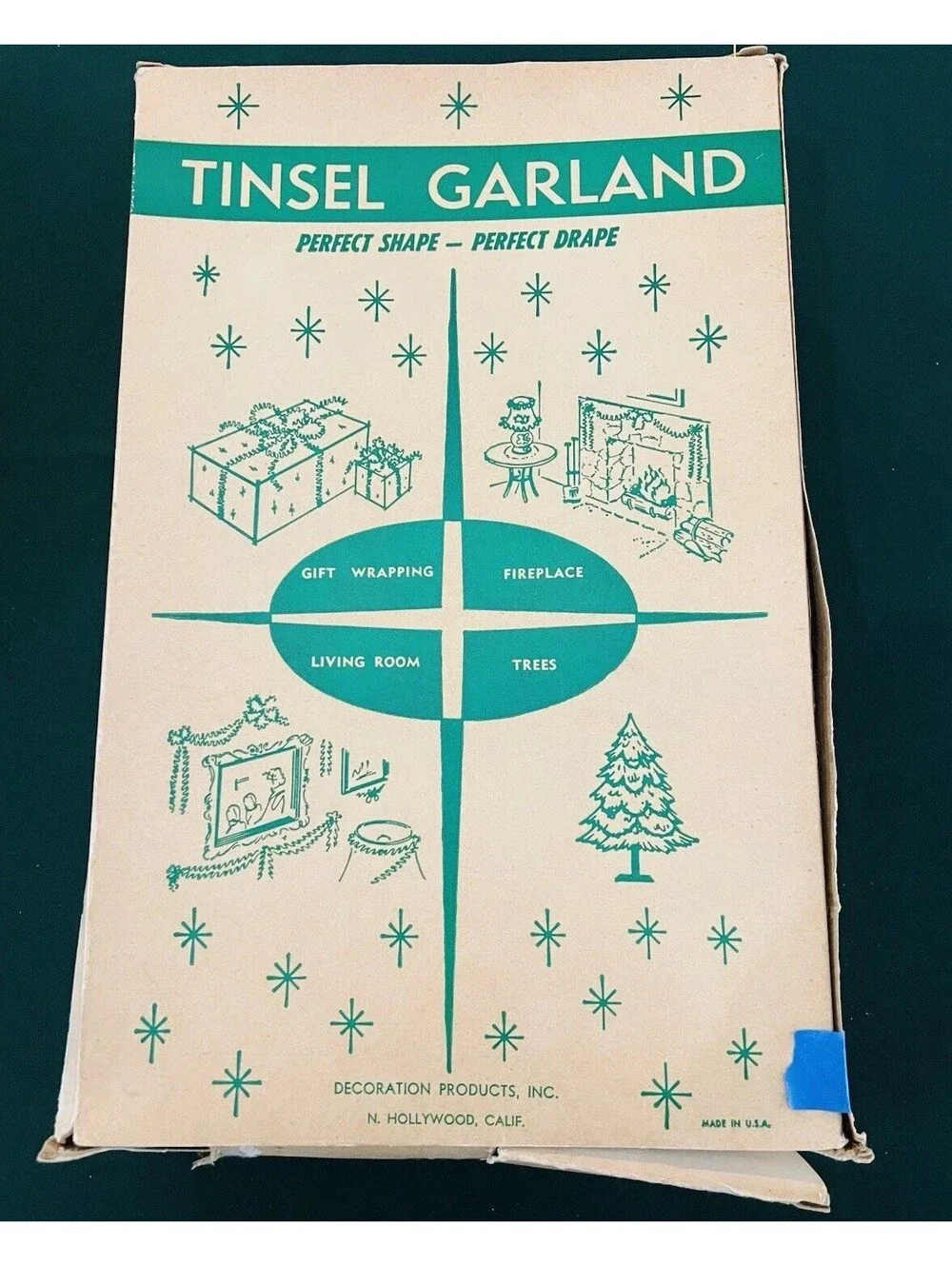Vtg Decoration Products Tinsel GarlandGold & White Christmas Tree American Made